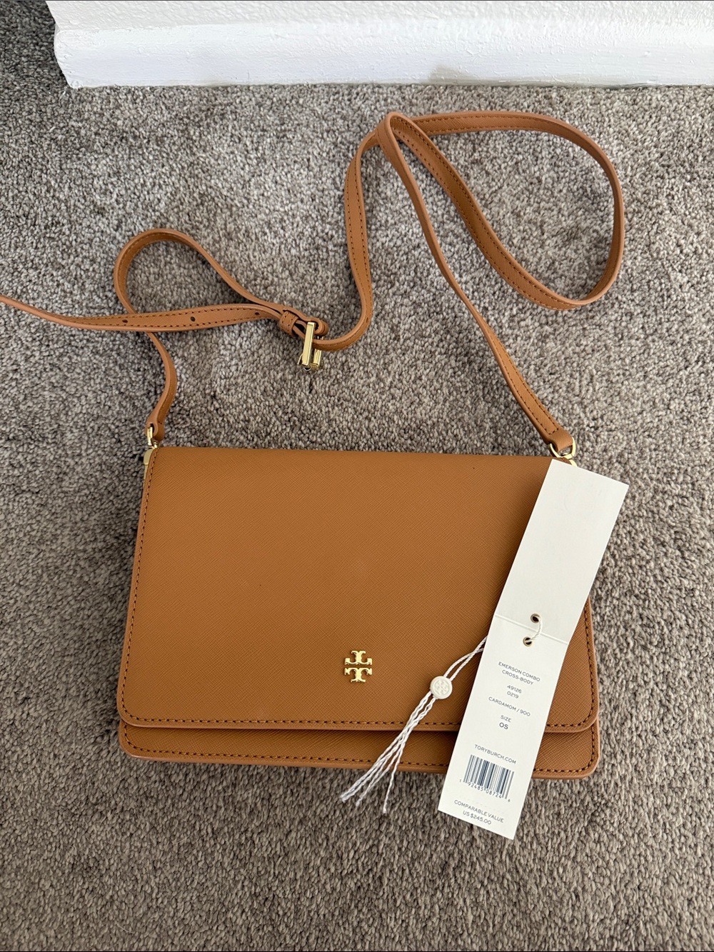Tory Burch Emerson Combo Crossbody Bag Cardamom Brown